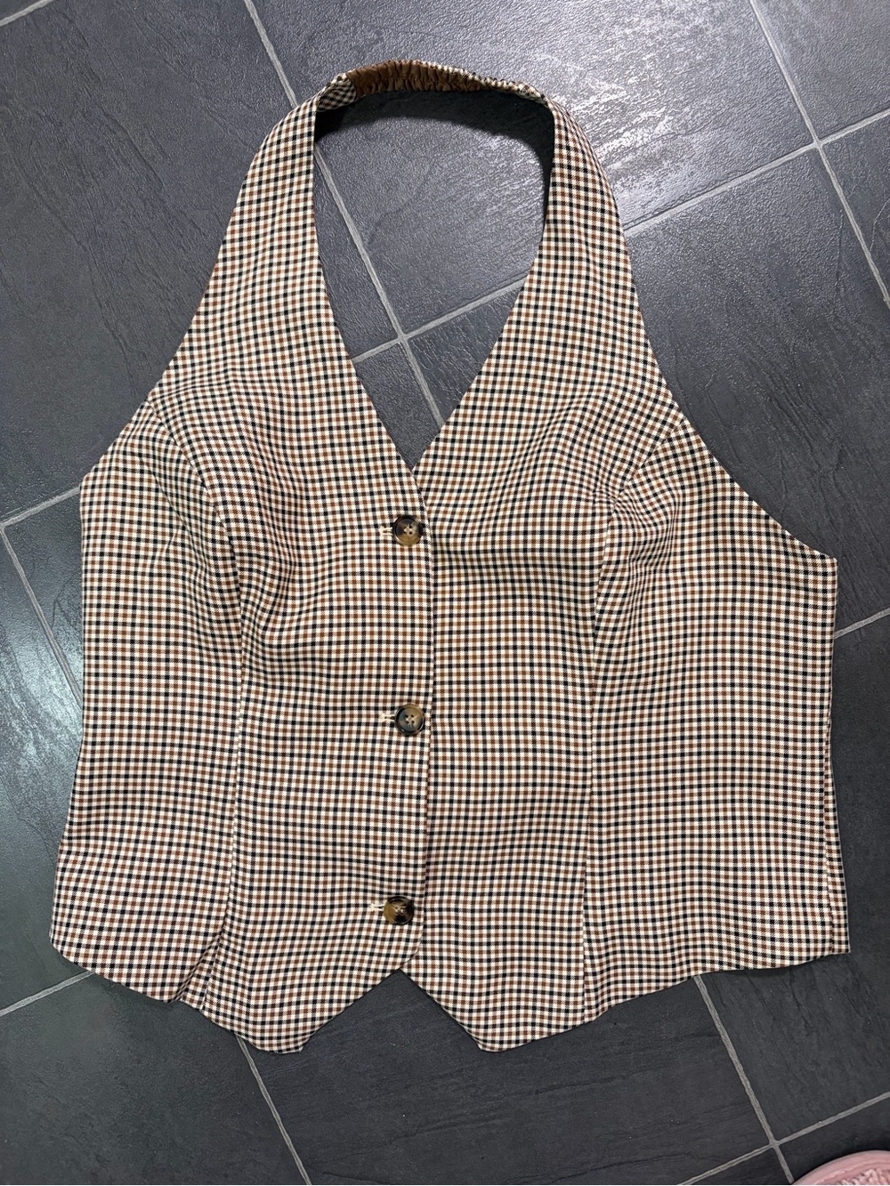 NWOT- XL Halter Button-Front Women’s Vest - Brown/Black